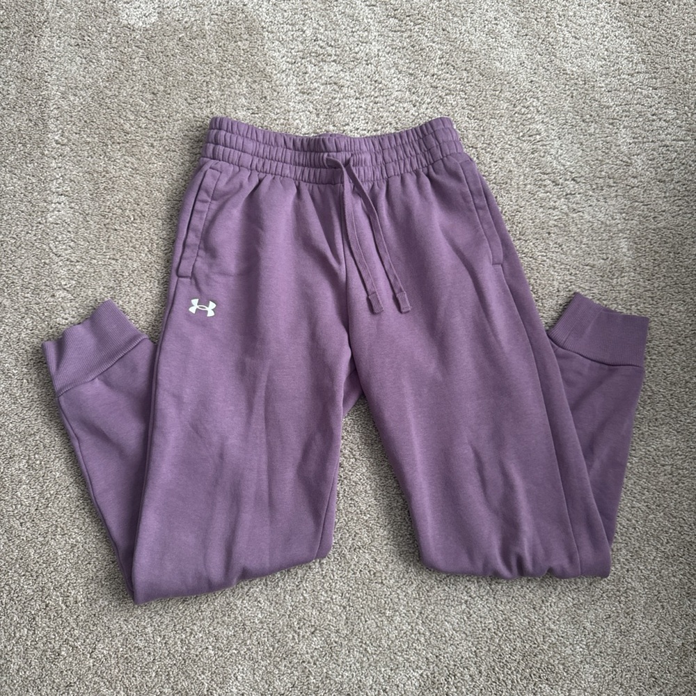 Purple Under Armour sweatpants